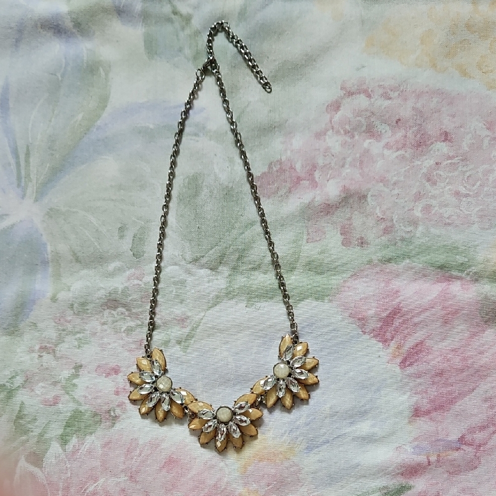 Gold Silver Necklace with Scalloped Design Sparkle Bridal Baby Shower Holiday